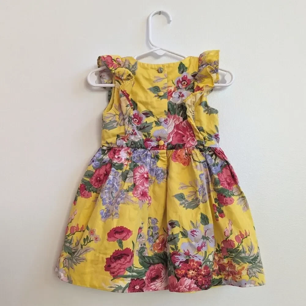Ralph Lauren 12m Baby Yellow Floral Dress Girls Preppy Girly